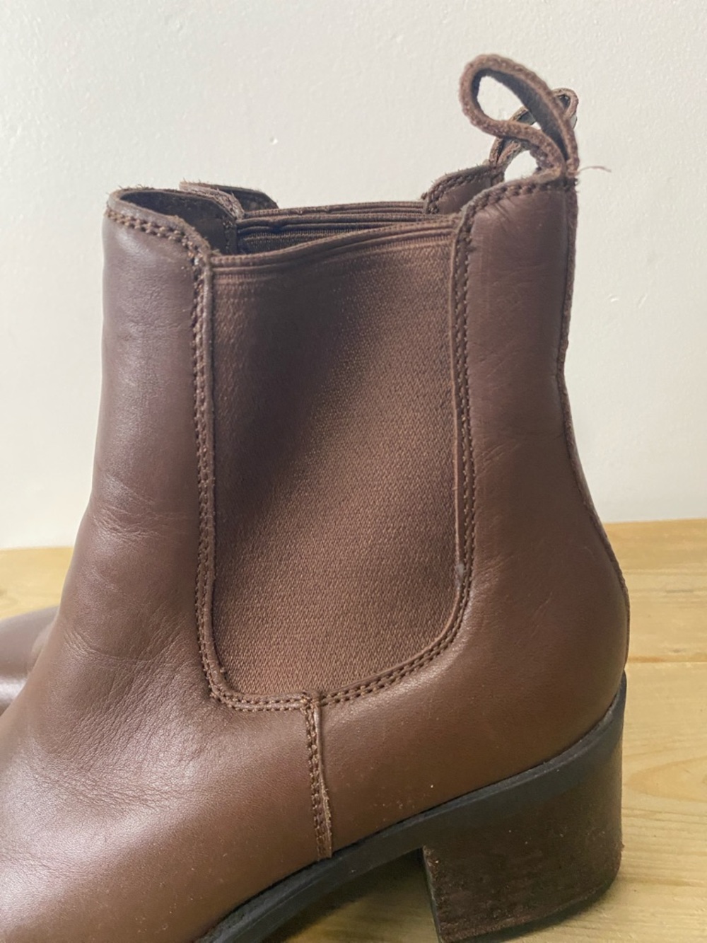 Cougar Fargo Brown Leather Chelsea Block Heel Ankle Boots 9M - Picture 3 of 12